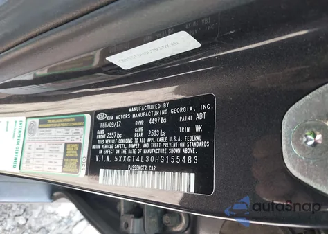 2017 Kia Optima Lx z USA, uszkodzony, nr VIN 5XXGT4L30HG155483